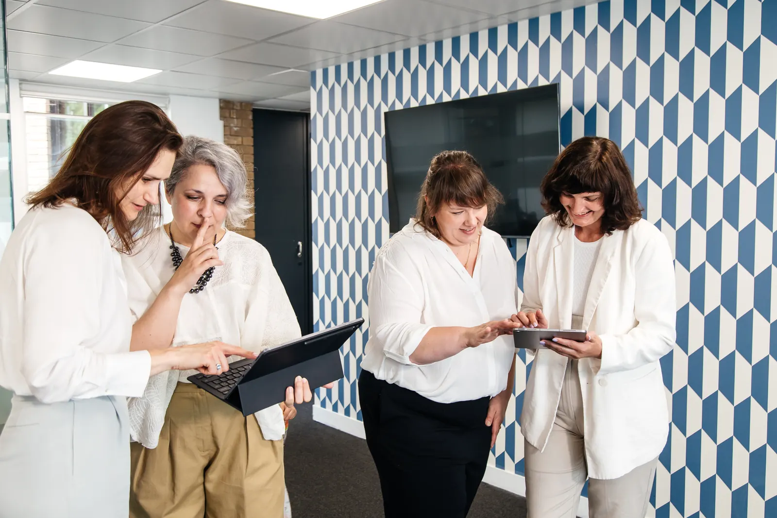 The team reviewing client figures
